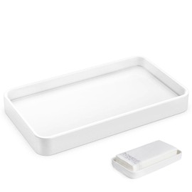 Gurygo 10" Ceramic Bathroom Vanity Tray for Kitchen Counter – Soap Dispenser Trays - Bathroom Tray - Kitchen Tray for Soap Bottles Organization (White, Set/1)
