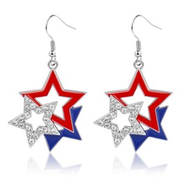 4th of July Earrings for Women, Patriotic Dangle Earrings American Flag Earrings Independence Day Accessories Gifts
