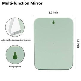 YEAKE YEAKE Table Desk Vanity Makeup Mirror,8-Inch Portable Folding Mirror with Metal Stand 90Adjustable Rotation Tavel Make Up Mirror Hanging Bathroom for Shower Shaving(Green)