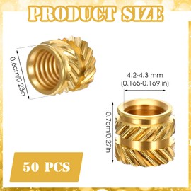 50 Pcs M5 Threaded Insert, Threaded Inserts Brass Nuts,Heat Set Insert for 3D Printing Components and Plastic Parts(M5x6 mm L x7 mmOD)