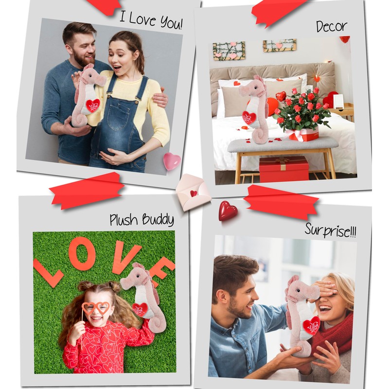 DolliBu I Love You Valentine Plush Super Soft Rose Seahorse