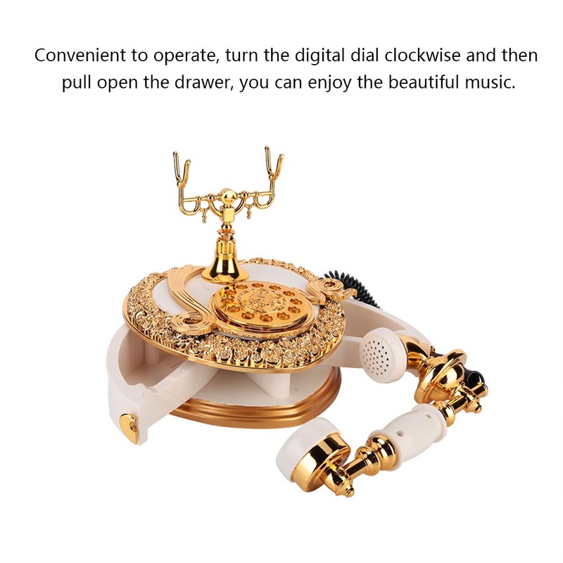 Heart Telephone Shaped Plastic Music Box Jewelry Case Home Decor