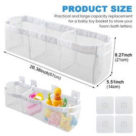 Bath Toy Storage Bag with 3 Separate Pockets, Children's Bath Toy Mesh Bag, Storage and Sorting Toy Hanging Organiser Bag