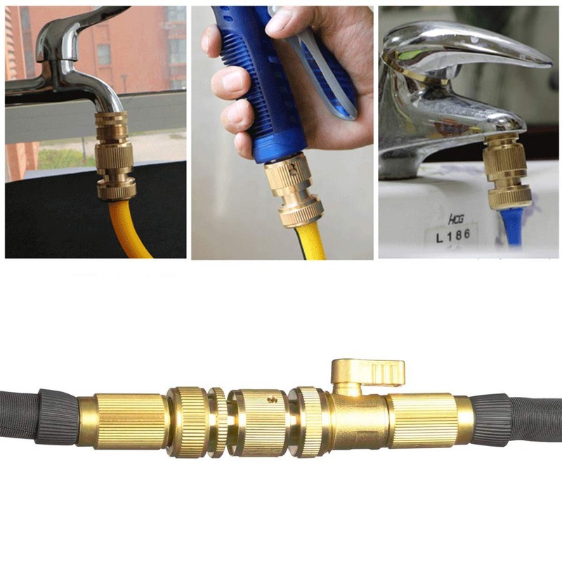 SHOWNEW Garden Hose Quick Connectors, Solid Brass 3/4 inch GHT