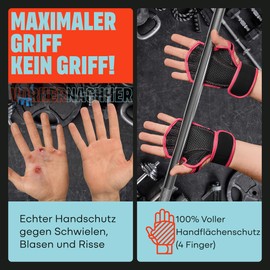 Mava Open Gym Handschuhe für Frauen & Männer – Gepolsterte Gewichtheber-Handschuhe mit Handgelenkstütze – Fingerlose Trainingshandschuhe