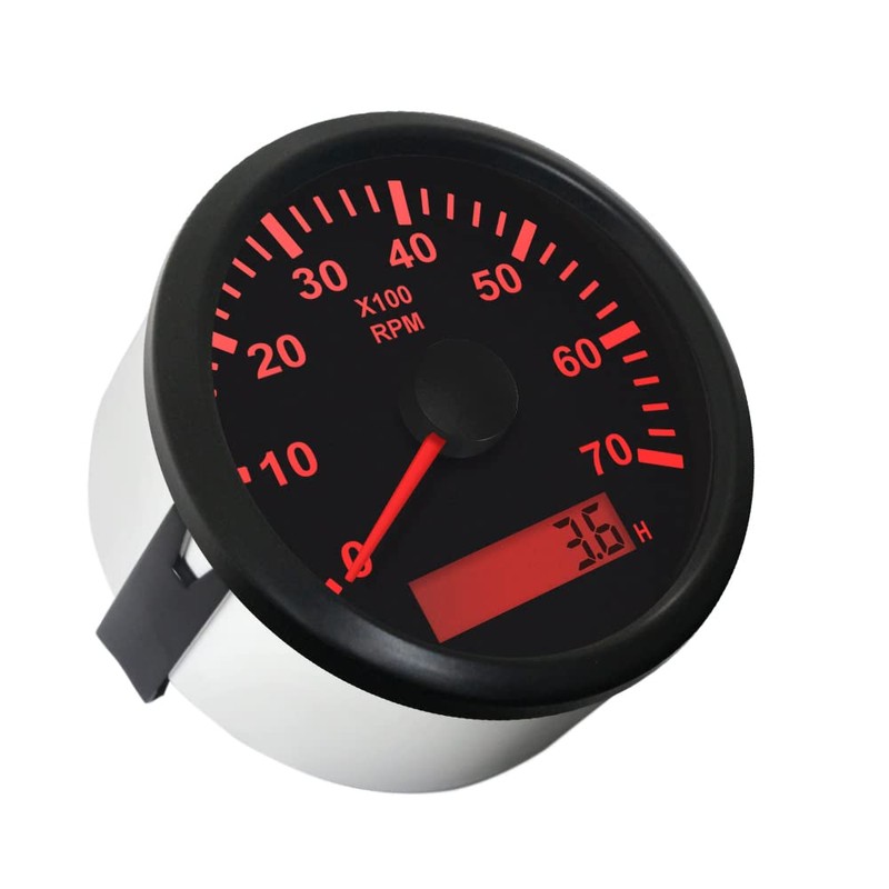 ELING Engine Tachometer 7000 RPM Gauge REV Counter with Hour