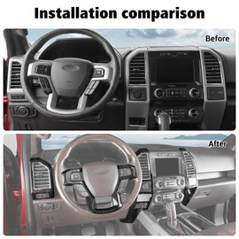 Voodonala for F-150 2015-2020 Center Console Interior Trim Cover Kits Compatible with Ford F150 2015-2020(Black Wood,9Pcs/Set) with Trailer Switch Model