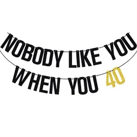 Black Glitter Noboday Like You When You 40 Banner, Death to My Youth/Happy 40th Birthday, Funny 40th Birthday Party Decorations Supplies for Women Men