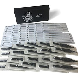 PFT (60) Counts of Assorted PRE-STERILIZED Tattoo Needles with Matching (60) Black Rubber Disposable Tubes (5/8") by Pirate Face Tattoo