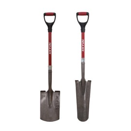 KYLIN Garden Spade Shovel and Drain Spade for Digging Trenches Gardening Construction Heavy Duty Fiberglass D-Handle Shovel 2-Piece Set