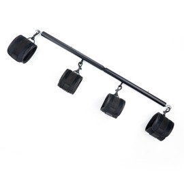 Spreader Bar Heavy Duty Stainless Steel Expandable Home Gym with 4pcs Adjustable Strap,Sports Aid Training Fitness Gear Pilates Aid Kit,Yoga Set (Black+Black Furry Kit)