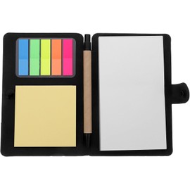 Cuaderno con Bolígrafo y Bloc de Notas Adhesivas Pequeñas en Color Negro, Diseño Compacto y Elegante para Decoracion Escuela y Kit de Útiles Escolares