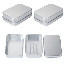 Pack of 3 Aluminium Soap Containers, Soap Dishes with Draining Rack, Suitable for Storing Soap at Home and Travel, Waterproof and Moisture Resistant