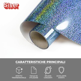 Siser Holographic Sky Blue, 30 cm x 0.5 m, Holographic Thermal Transfer Vinyl for Customising Fabrics, Clothing and Accessories, Craft Items, Easy to Cut
