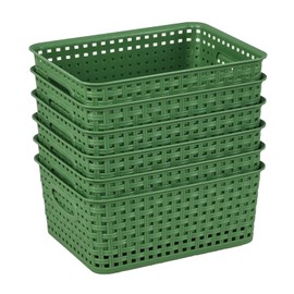 6-Pack Plastic Storage Basket, Plastic Weave Basket