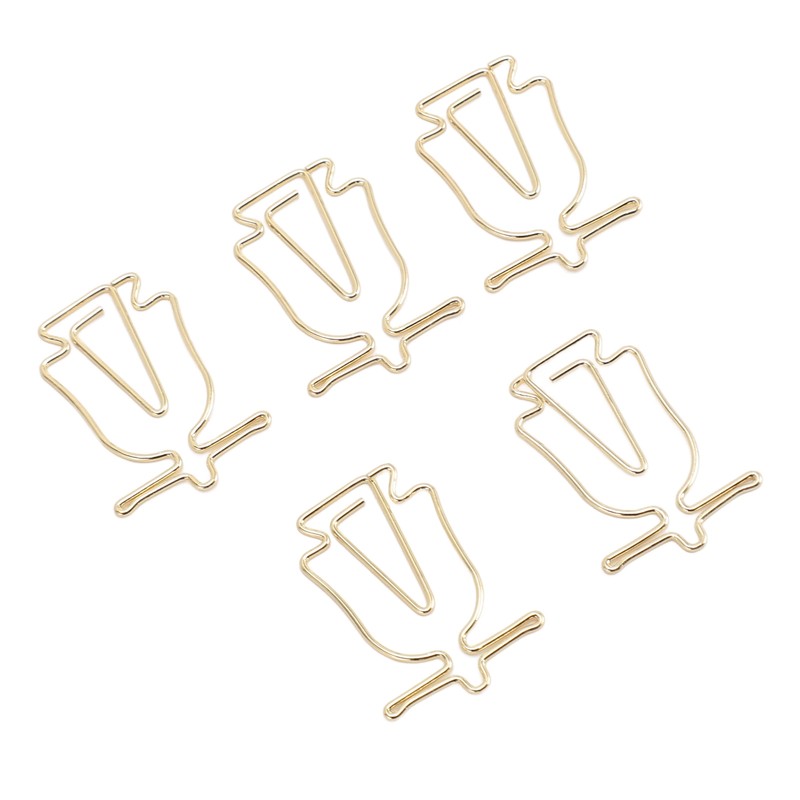 100Pcs Gold Paper Clips Cute Shape Stainless Steel Multifunction Metal