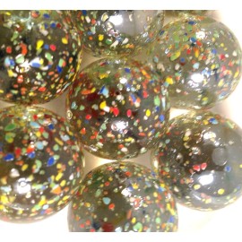 GA Glass Marbles 1"  - 12oz bag Clear marble rolled in colored crushed glass 16pcs