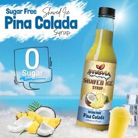 Syruvia Sugar-Free Snow Cone Syrup 12.7oz -0 Calorie Pina Colada Syrup For Shaved Ice, Snow Cones, Slushies, Italian Soda, Popsicles. Keto Friendly, Kosher, Dairy-Free.