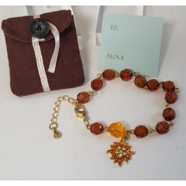 Grasslands Road Women’s Sun Charm Bracelet – Happiness Crystal Beaded Jewelry Gift with Message