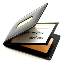 Men's Company 3 Sided Pass Case with Spatula, Made in Japan, Genuine Leather, Black