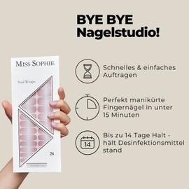 Original Miss Sophie Nail Foils I 24 Ultra Thin Nail Polish Strips with Colour Gradient Rose Baby Boomer I For Fingers & Toenails I Sticks to Natural as well as Painted, Acrylic, Gel & Shellac Nails