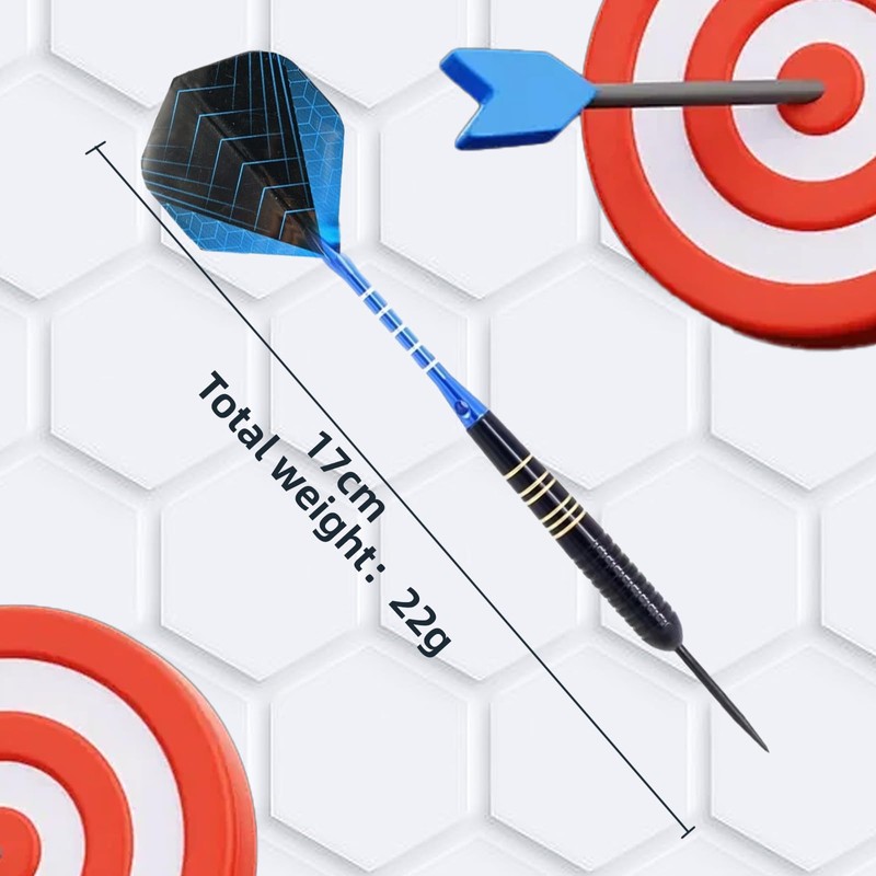 3 Pcs Blue Professional Darts,Darts 22g, Steel Darts with Aluminum