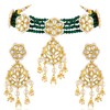Aheli Green Kundan & Beads Studded Necklace Dangle Earrings Jewellery