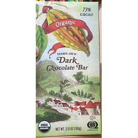 Trader Joe Organic 73% Cacao Dark Chocolate Bar  Net 3.51 oz