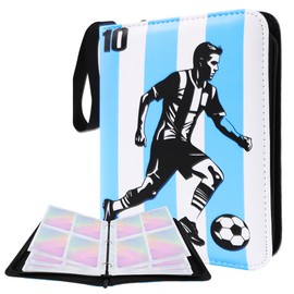 Sport Card Binder 400 Pockets, Soccer Trading Card Binder 4-Pocket Card Collector Album with Removable Sleeves, Football Sport Game Portable Card Collection Storage Bag