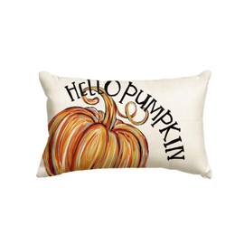 AVOIN colorlife Fall Hello Pumpkin Pillow Cover, 12 x 20 Inch Seasonal Thanksgiving Harvest Cushion Case Decoration for Sofa Couch