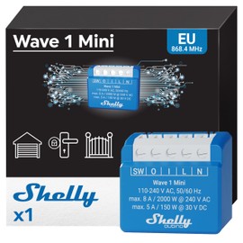 Shelly Wave 1 Mini | Z-wave Smart Schalter Relais | 1 Kanal 8 A mit Trockenkontakt | Lichtschalter und Garagentoröffner | Geringer Stromverbrauch | Z-Wave-Gateway erforderlich
