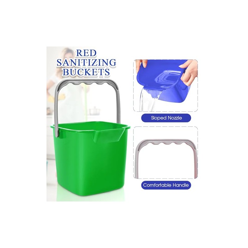 Irenare 16 Pcs Sanitizing Bucket 3 Quart Cleaning Pail Small