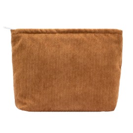 PAZIMIIK PAZIMIIK Makeup Bag Large Zipper Corduroy Make Up Pouch for Purse Travel Canvas Cosmetic Organizer for Women Brush Storage,Brown