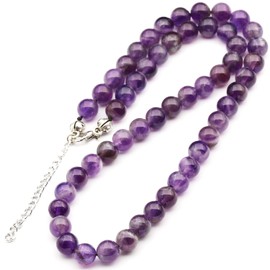 Natural Amethyst Beaded Choker, Genuine Purple Crystal Necklace, Fancy Gemstone Choker, 8mm Beads, Unique Fashion Jewelry, Healing Crystal Chakra Necklace, Durable Stone Necklace, Aquarius Necklace