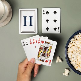 Lantern Press Monogram, Estate, Gray and Blue, H (52 Playing Cards, Poker Size Card Deck with Jokers)