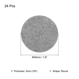 MECCANIXITY 24pcs Felt Furniture Pads, 1.8 Inch Round Small Felt Chair Leg Floor Protectors Prevent Scratches for Furniture Hard Floor, Grey