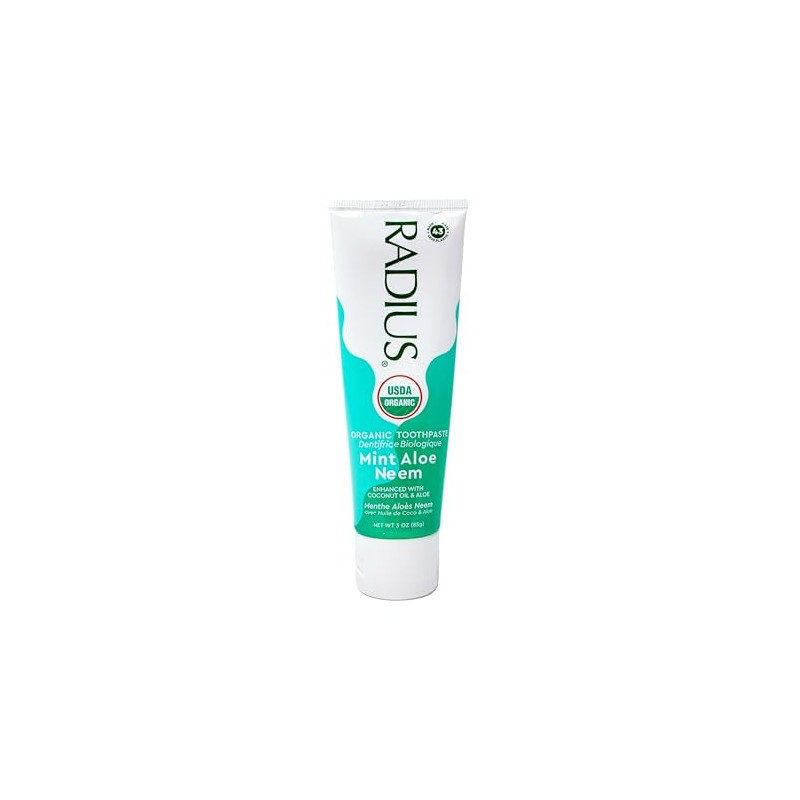 RADIUS USDA Organic Toothpaste 3oz Non Toxic Chemical-Free Gluten-Free Designed