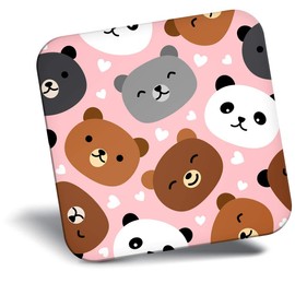 Destination Vinyl ltd Fridge Magnet - Cute Bear Pattern Panda Brown Bears for Office, Cabinet and Whiteboard, Magnetic Stickers, 44757