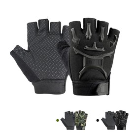 CubePlug Kids Half Finger Fingerless Cycling Gloves - Breathable, Non-Slip, Shockproof, UV Protection Kids Mittens - Perfect for Outdoor Sports, Training, Climbing, Skateboarding (Black, L)