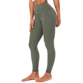 Lavento Women's All Day Soft Yoga Leggings - Brushed 7/8 Length Workout Legging for Women, Moss Green, 6