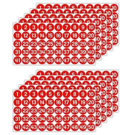 GamesMonkey® - Labels Number Stickers Circles - Red - from 1 to 50 - (50-500 - 2500 pieces) (10-25 mm) Waterproof Vinyl - Consecutive Inventories (10 mm - 1.0 cm, 500 pieces - 10 sheets)
