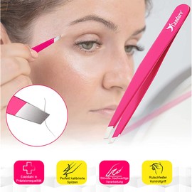 Candure Tweezers Eyebrow Plucking Tweezers Professional Stainless Steel Precision Tip Tweezers Splitter Slanted for Eyebrow Plucking Face and Ingrown Suitable for Men and Women Hair 1 Piece