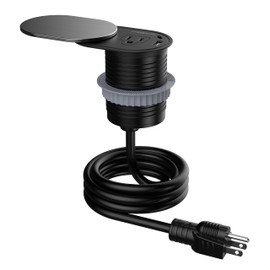 Link2Home 1-Power-Outlet Space Saver Grommet Socket USB A/C Port 3.1 Amp Splash Resistant in Stainless-Steel