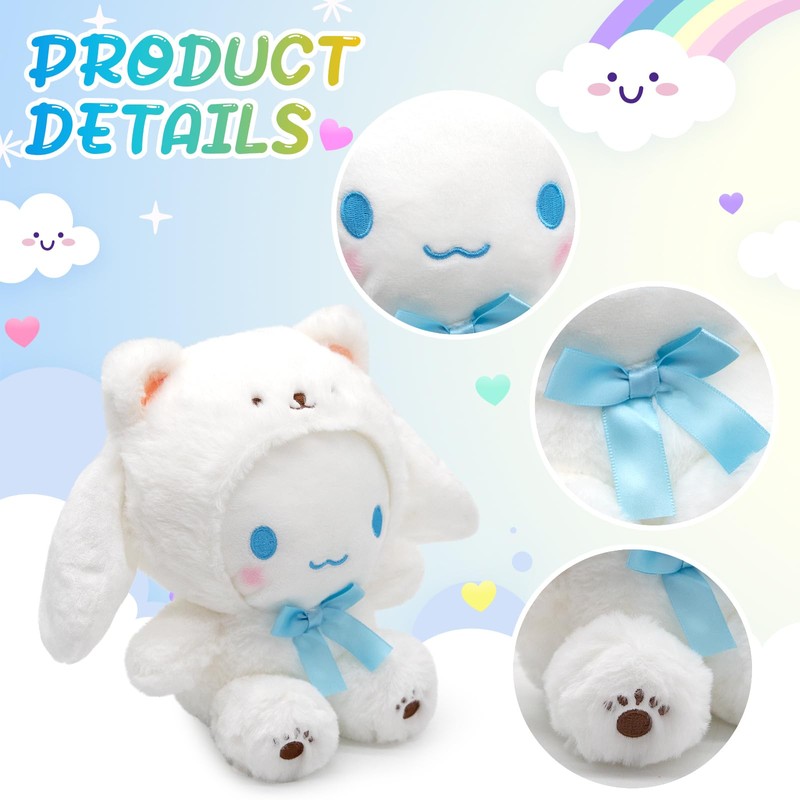 Kawaii Cartoon White Stuffed Animal Plush Doll,Soft Animal Figure Plush