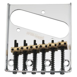 Wilkinson WOT02 54 mm Vintage Telecaster Bridge 6 Brass String Tabs for Tele T-Style Electric Guitar, Chrome