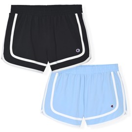 Champion Girls Shorts | 2 Pack Athletic Shorts for Girls Clothing (US, Alpha, Large, Regular, Black-Dutch Blue)