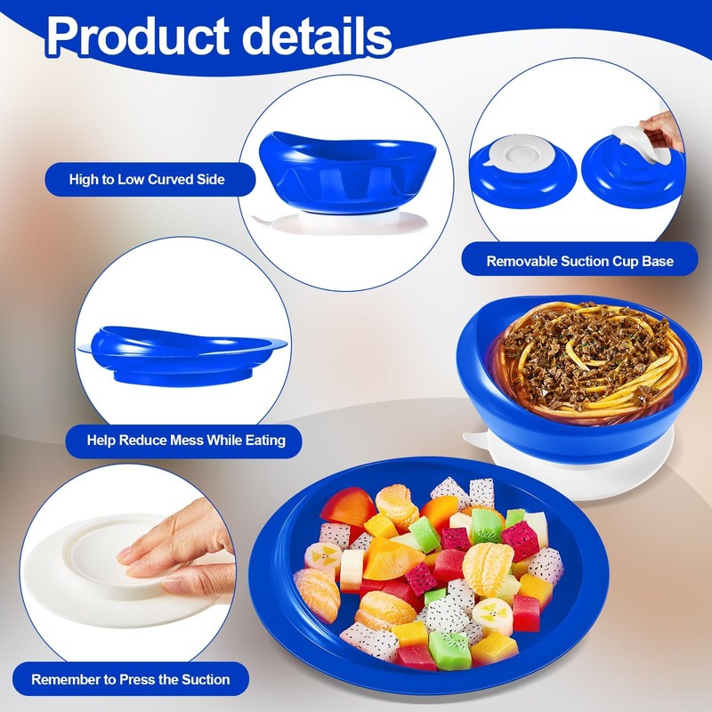 Spill Proof Scoop Plate and Bowl with Suction Base, Suction