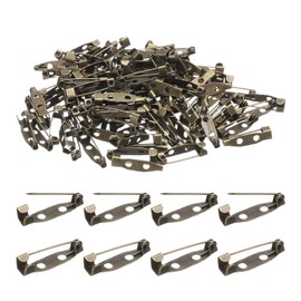 sourcing map 120 Pcs Safety Bar Pin 20mm Bronze Brooch Clasp Pins Backing Locking Pin Badge Backs with Hole for DIY Crafts Name Tags Badges Corsage Making Jewelry Making
