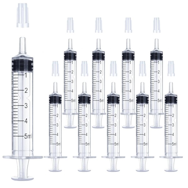10Pcs 5ml Plastic Syringes with Caps No Needle Syringe for