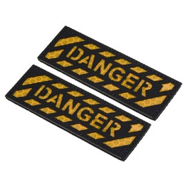 PATIKIL Reflective Danger Patch 1 x 3.5 Inch Pack of 2 IR Infrared Hooks and Loops Closure Appliqué Bracelet Badge for Dresses Backpack Yellow